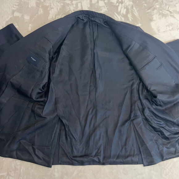 VTG Burberry Sport Coat Mens 46R Blue Striped Wool Blazer Union Made USA Career - Picture 8 of 14